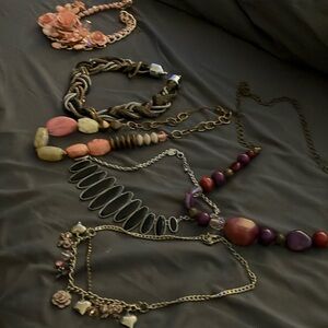 6 chunky necklaces one is Betsey Johnson